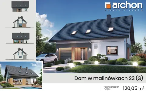 Nowoczesny dom 120 m² z garażem i tarasem. Sprawdź, jaki koszt budowy domu 120 m² w tej aranżacji.