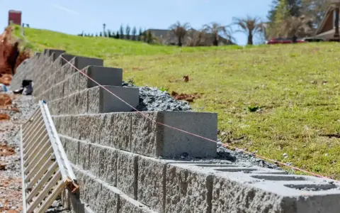 Budowa murek oporowy z bloczków betonowych. Najtaniej i solidnie, by utrzymać skarpę.