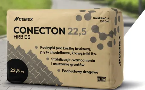 Worek cementu CONECTON 22,5 kg marki CEMEX. Idealny do podbudów drogowych, stabilizacji i podsypek pod kostkę. Sprawdź, ile kosztuje worek cementu do Twojego projektu.