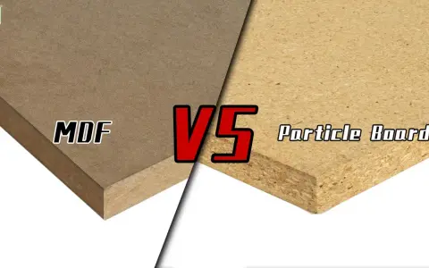 Porównanie płyty MDF i płyty wiórowej. Gładka powierzchnia MDF kontra ziarnista płyta wiórowa.